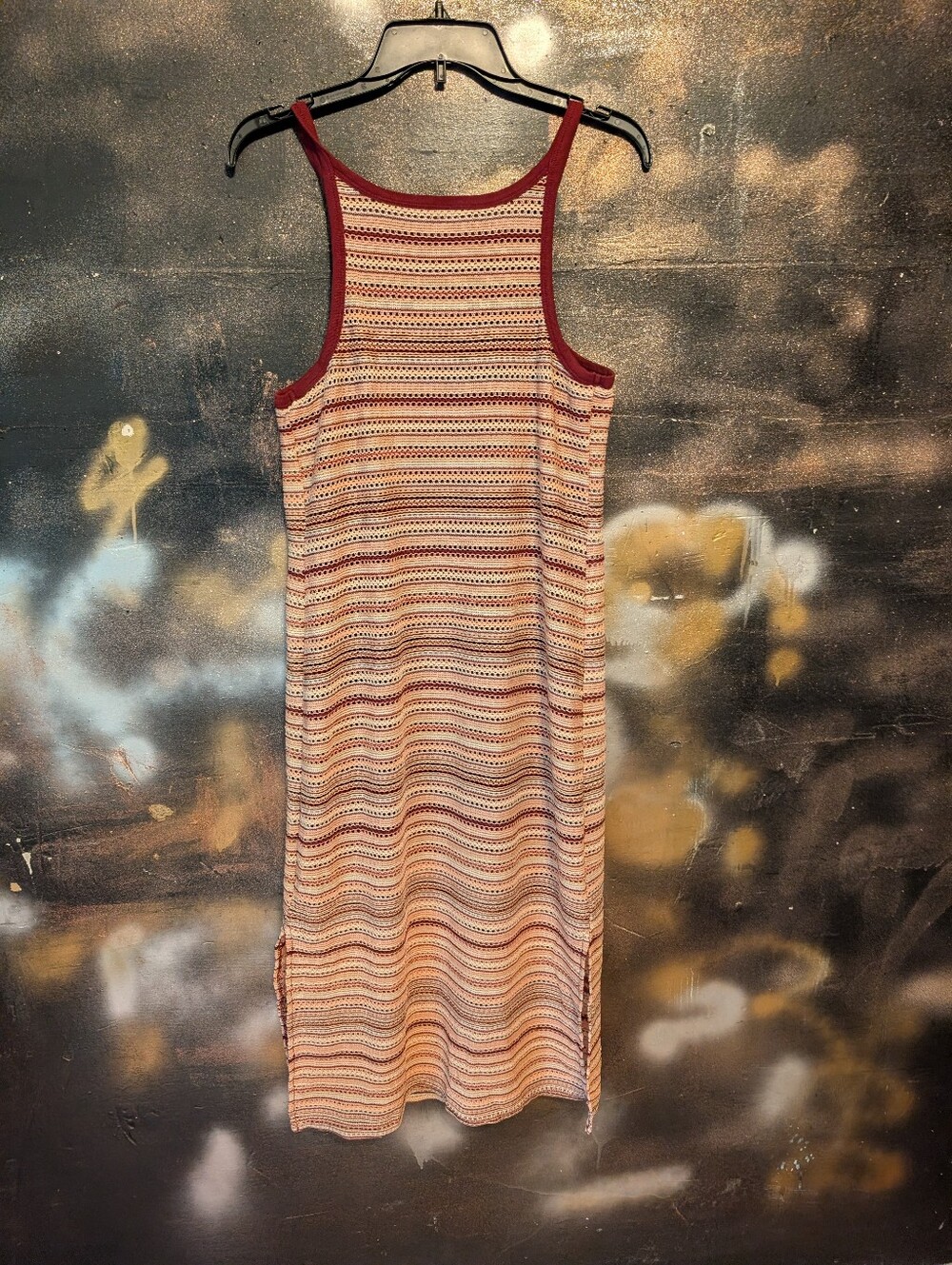 No Boundaries Red-Trim Striped Knit Midi Dress